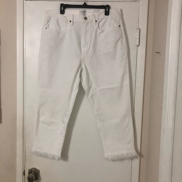 Frame Le Stevie Crop Blanc White Size 33 - Picture 2 of 5